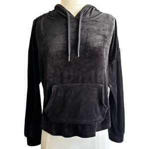 NWOT Joan Vass Velvet Velour Hoodie Black M